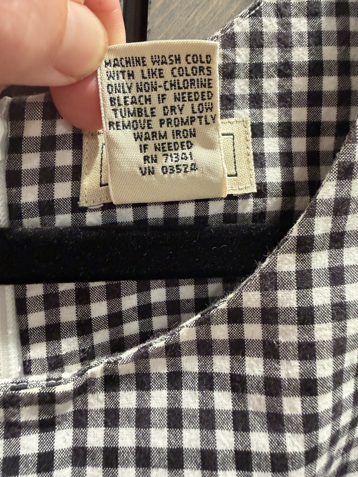L.L.Bean Women’s Gingham Shift Dress Black/White Sleeveless Zip Size 8 Reg