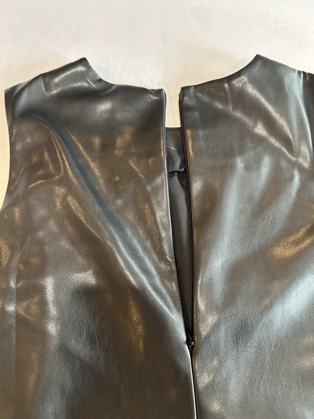 Express Dress Womens Large Shift Dress Black Faux Leather Goth Biker MSRP $98