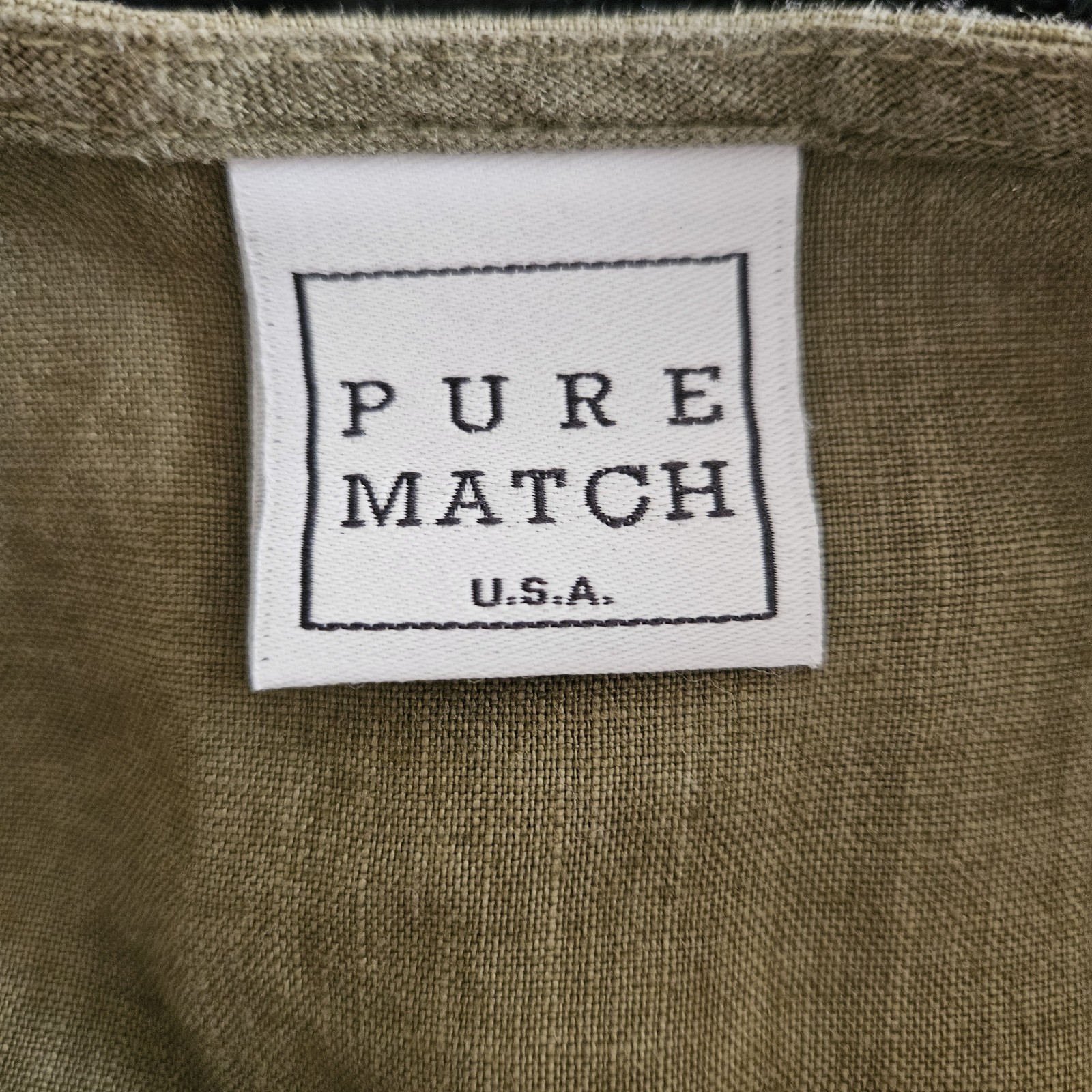 Pure Match Womens 100% Linen Sleeveless Dress Olive Green Made In USA Size Small