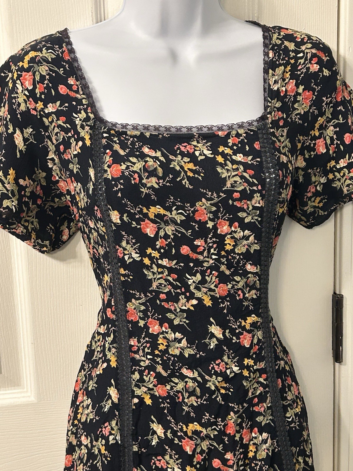 Clio 90s Y2K Grunge Goth Romantic Floral Mini Corset Lace Dress Whimsy Festival
