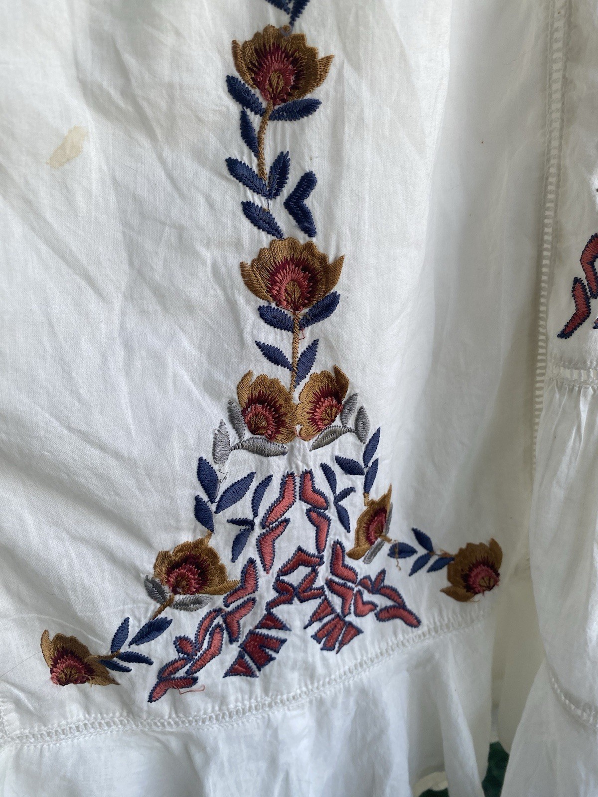 Free People Pavlo mini dress boho Victorian prairie ranch cowgirl embroidered M