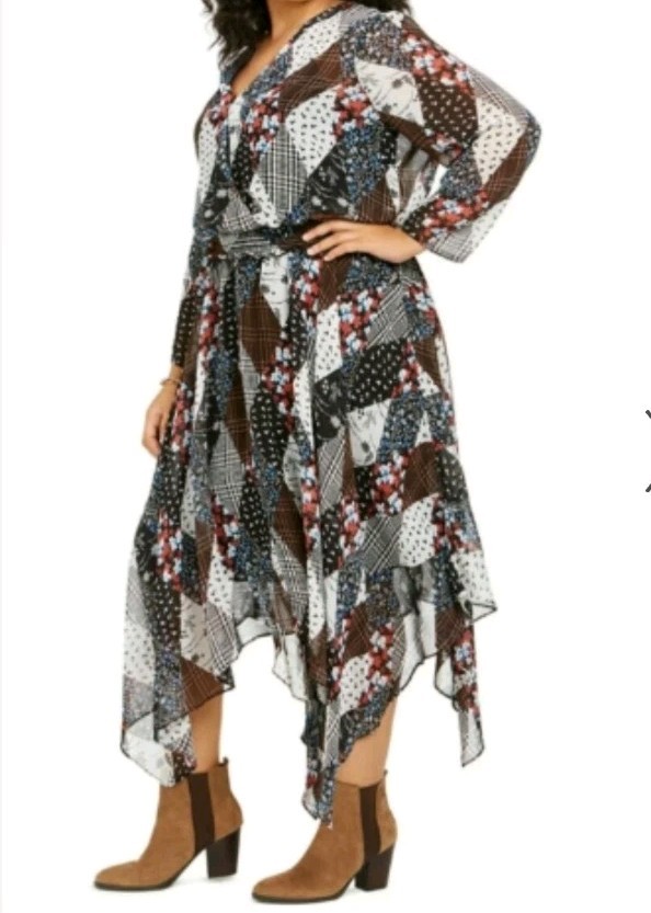Tommy Hilfiger Dresds Printed Faux-Wrap Peasant Dress Size Large. Please read