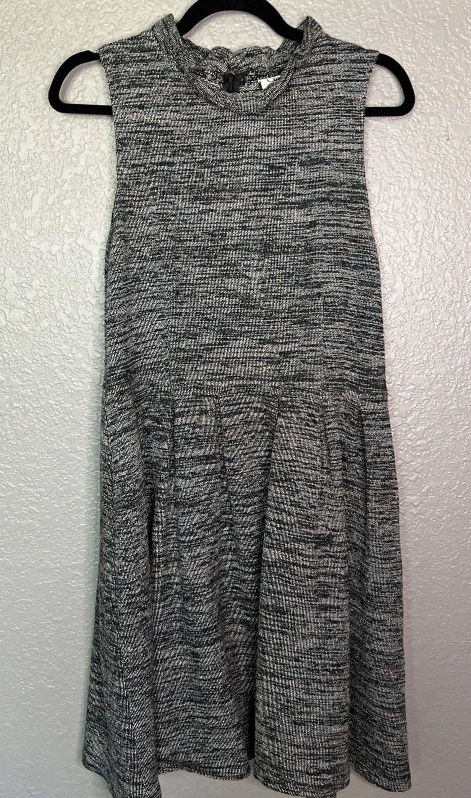 Anthropologie Ganni Pinnacle Knit Dress Sz XL Marled Black Career Party Pockets