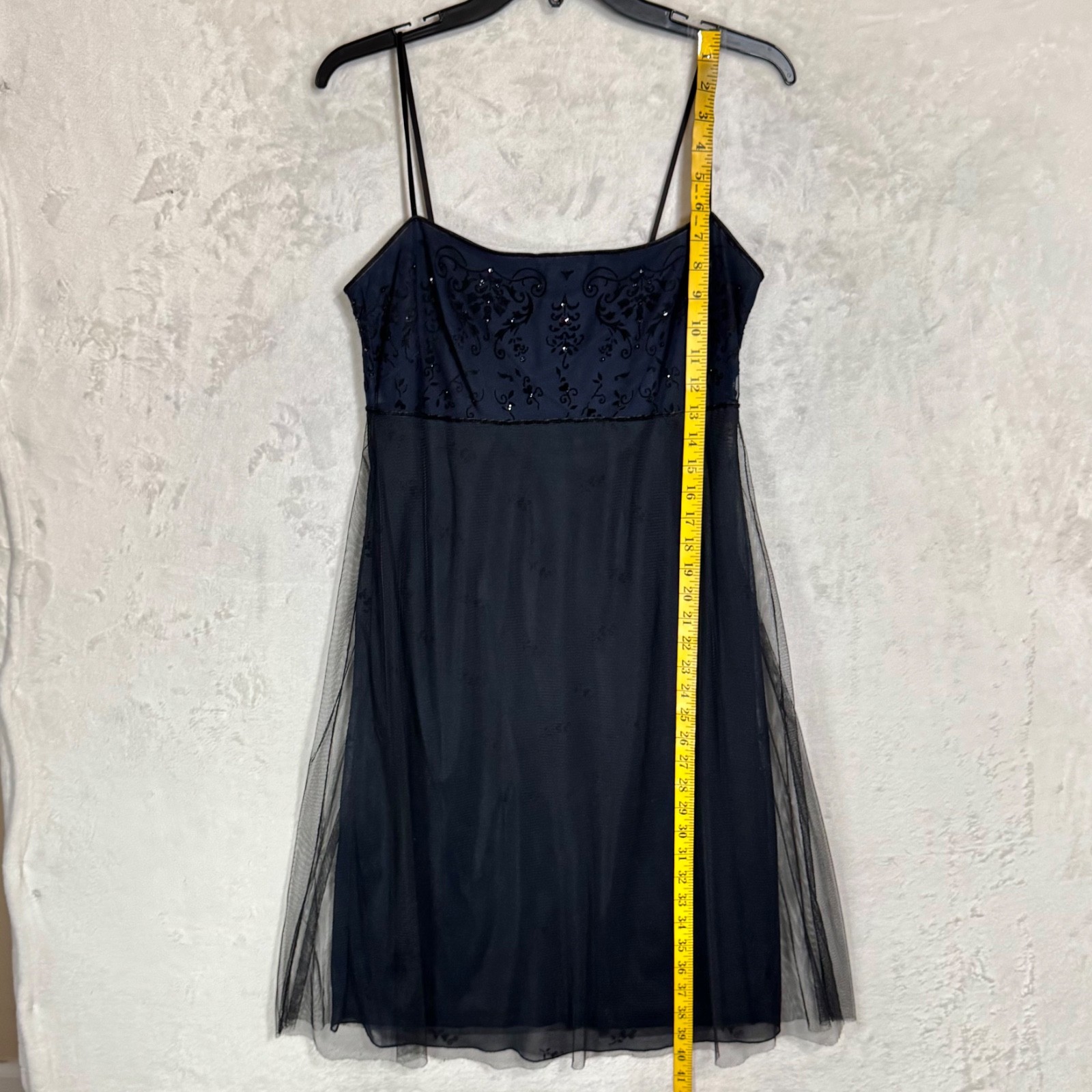 VTG 90s Laundry Shelli Segal Mesh Velvet Babydoll Dress Beaded Fairy Goth 8 XS