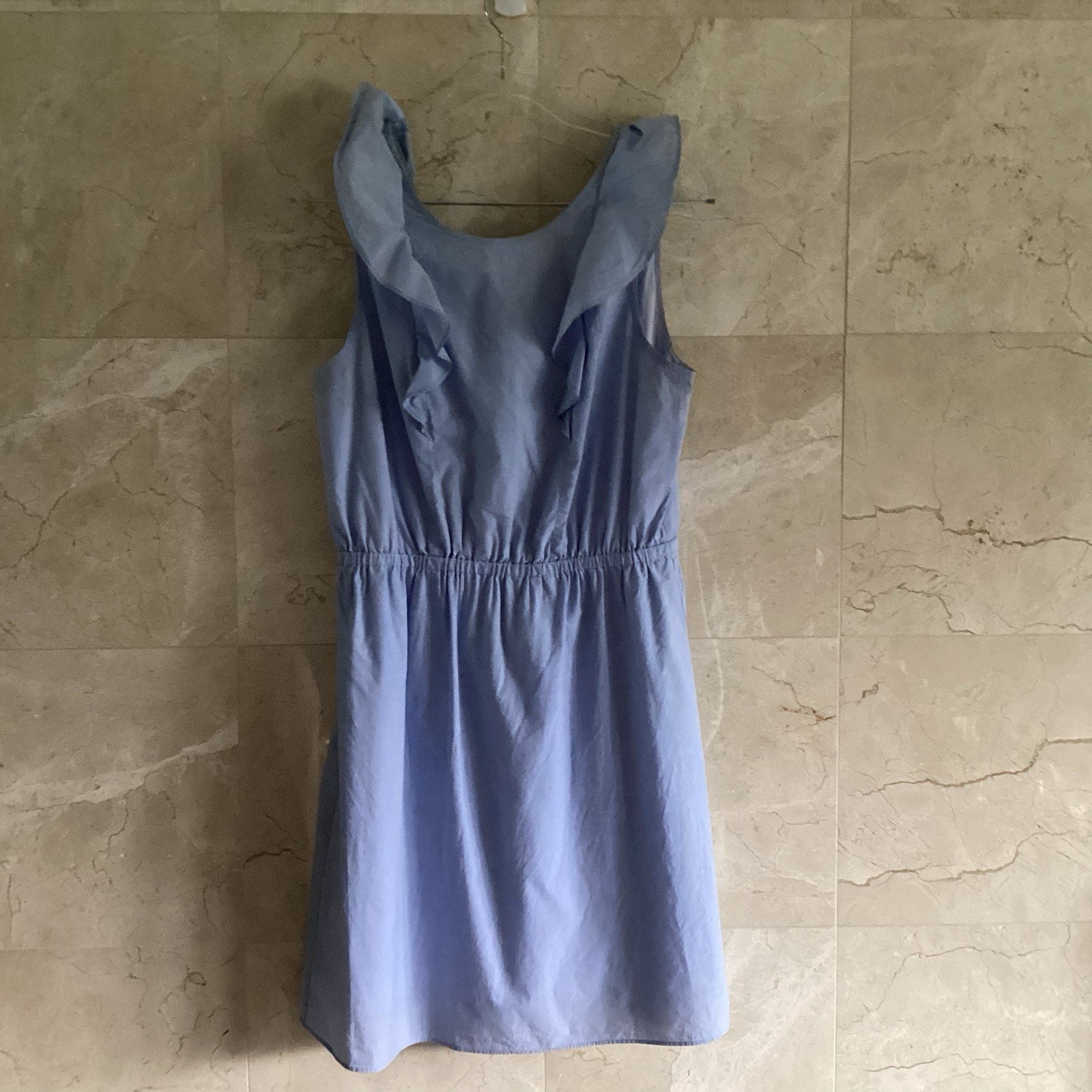 J. Crew Flutter Ruffle Sleeveless Dress Blue Cotton, Cottagecore Preppy – Size 6