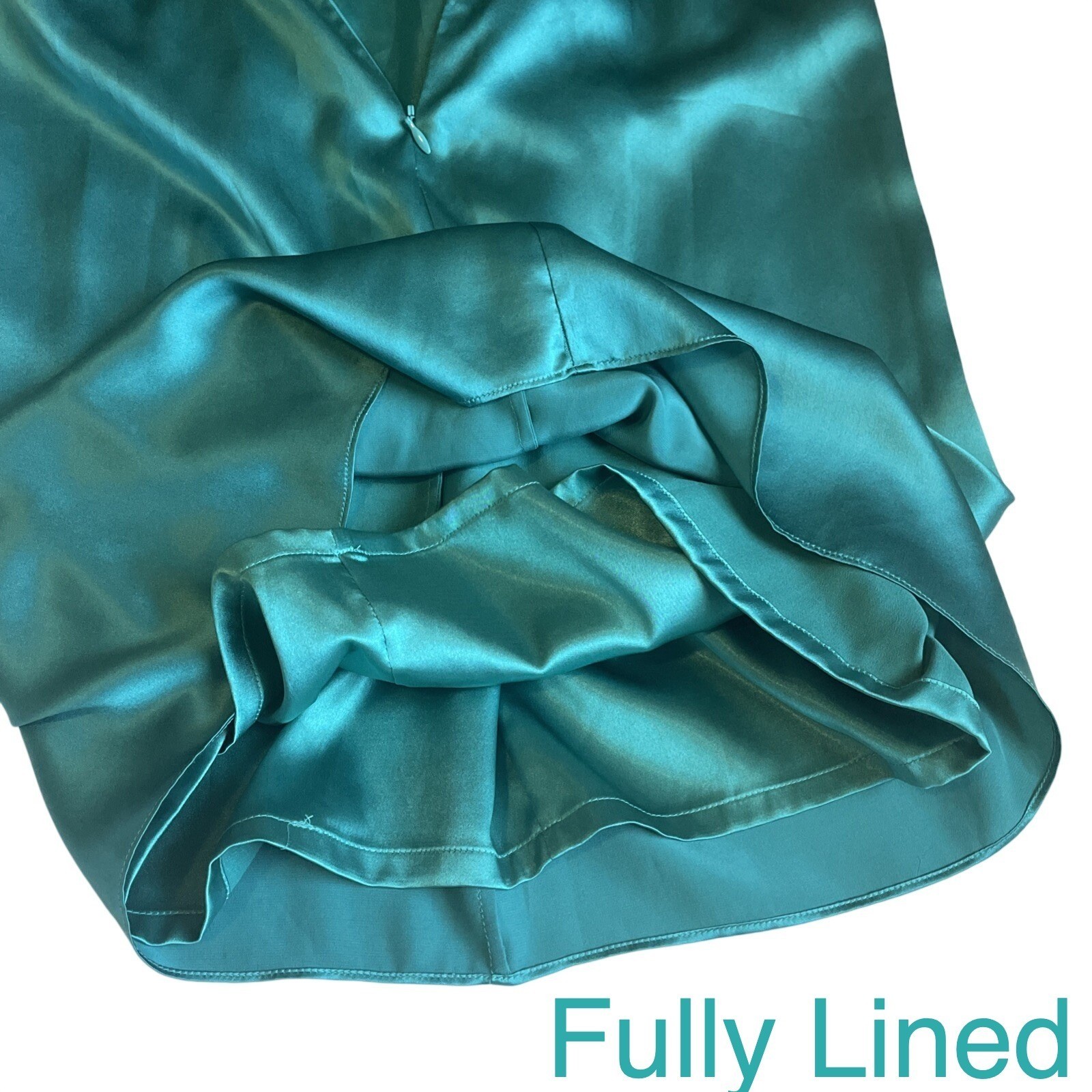 100% Silk Women Sz 2 Teal Strapless Mini Ruffle Neckline Dress 🩵 Party Cocktail