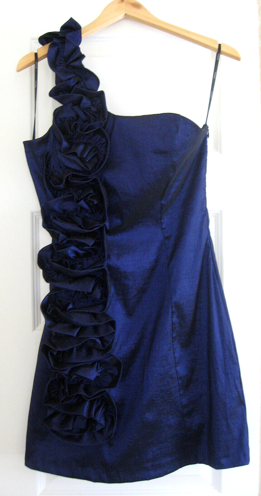SNAP Blue Purple ONE SHOULDER MINI DRESS CLUB/PARTY/PROM/HOLIDAY Taffeta JR SZ L