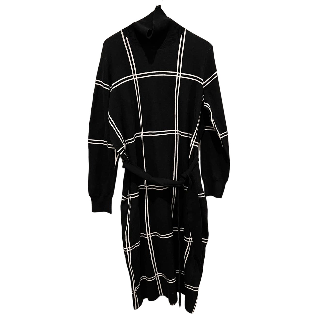 Barbour Aldora Windowpane Long Sleeve Cotton Blend Sweater Dress (US/12)