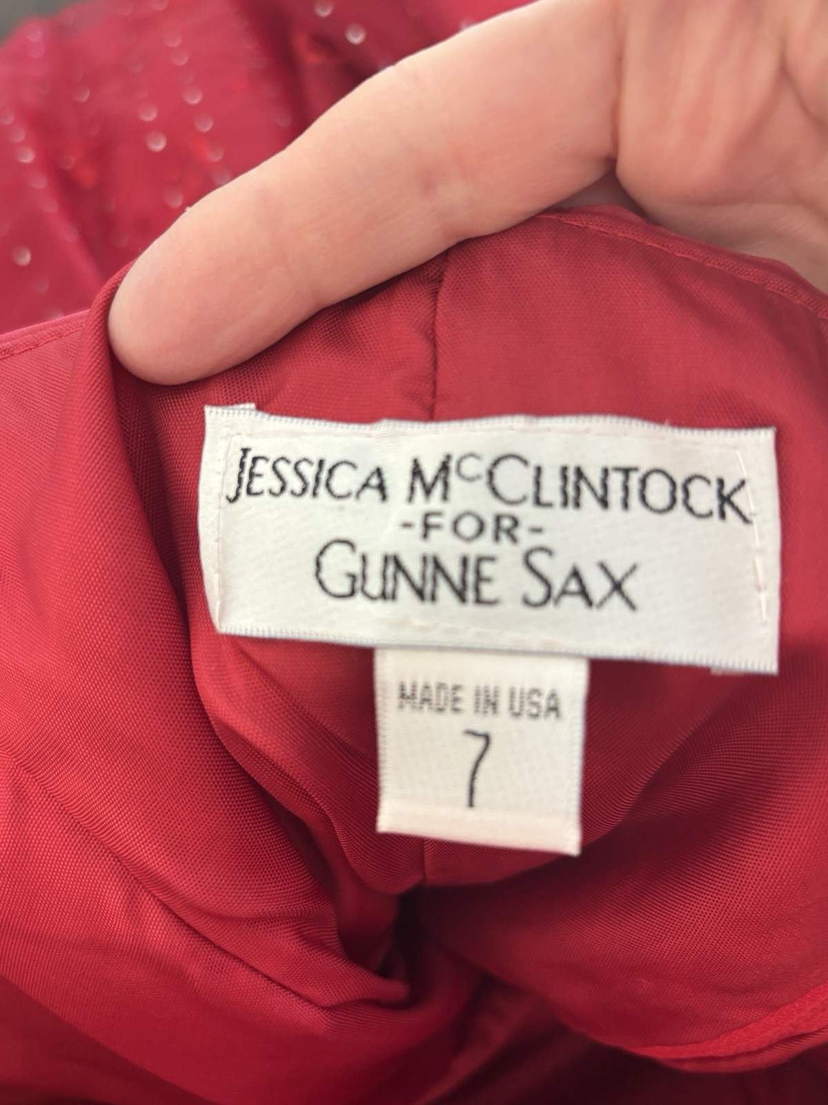 Vtg Gunne Sax Jessica McClintock Beaded Dress Red Sash Size 7 Formal HOCO