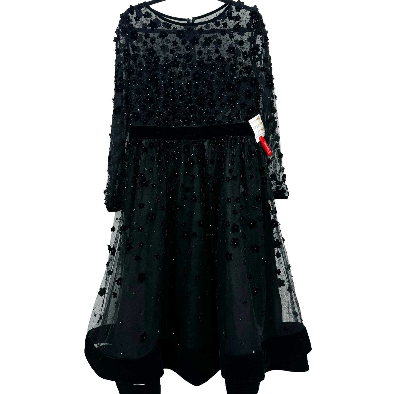 Mac Duggal Evening 67007D Sheer Long Sleeve Modest Prom A-Line Dress Size 14 NWT