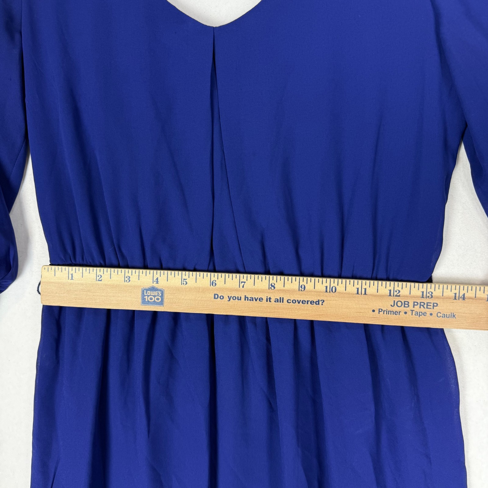 By & By Dress Womens Small Blue Sheer Lined Scoop Neck Keyhole Back Cocktails