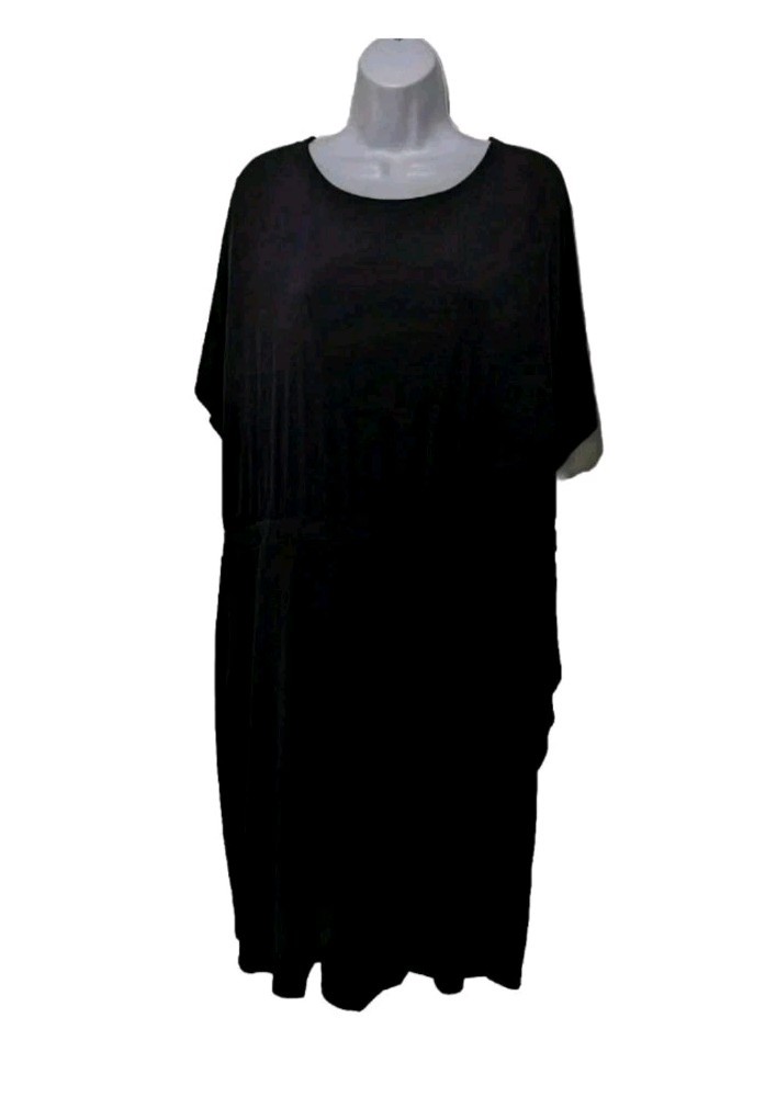 NWT Torrid 5 At The Knee Studio Knit Faux Wrap Dress Womens 5X Black #2700