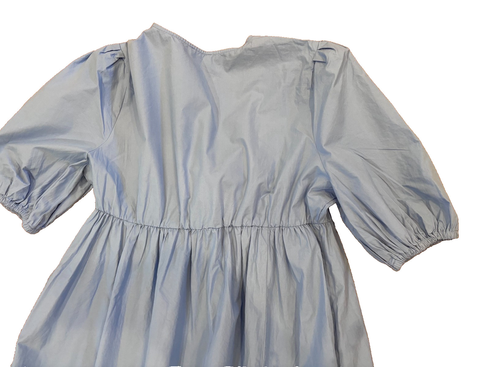 NWT The Drop Cornflower Blue Puff-Sleeve Front-Bow Button-Down Maxi Dress XXL