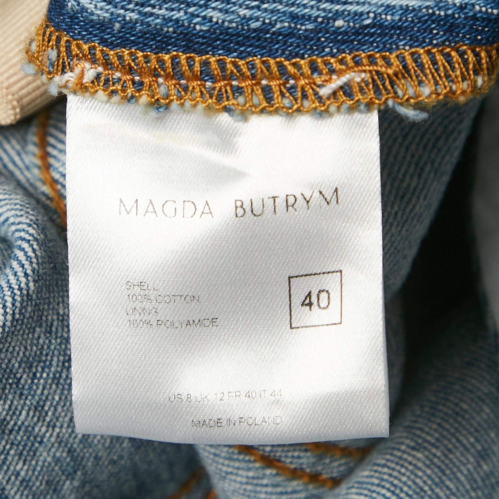 Magda Butrym Blue Denim Strapless Mini Dress S