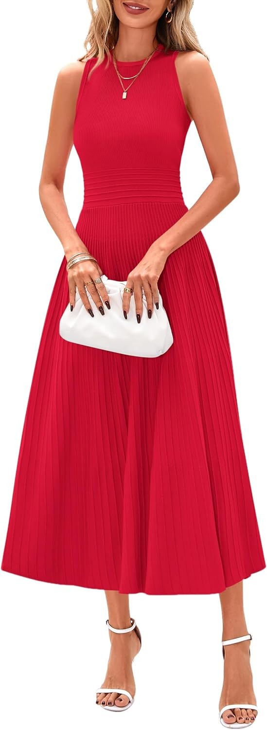 Spring Casual Dresses for Women 2026 Summer Business Work Midi Sleeveless A Line