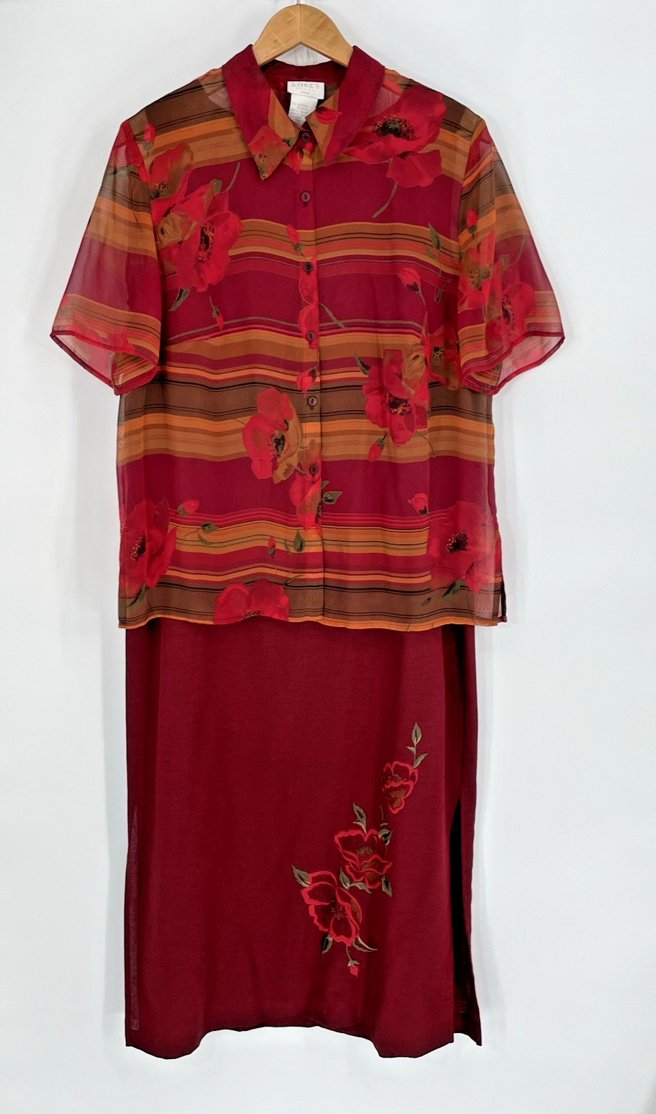 VTG Koret Women Dress Plus Size 14W Two Piece Dress/Jacket Set Fall Colors