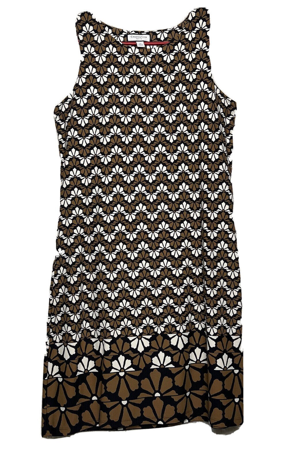 Charter Club Woman’s Sleeveless Floral A-Line Nylon Dress, Brown, Sz PP