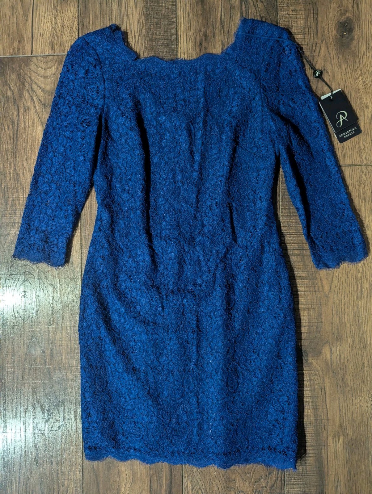 Adrianna Papell Royal Blue Lace Mini Dress Back Zipper Accent Sz 4 NWT Gorgeous