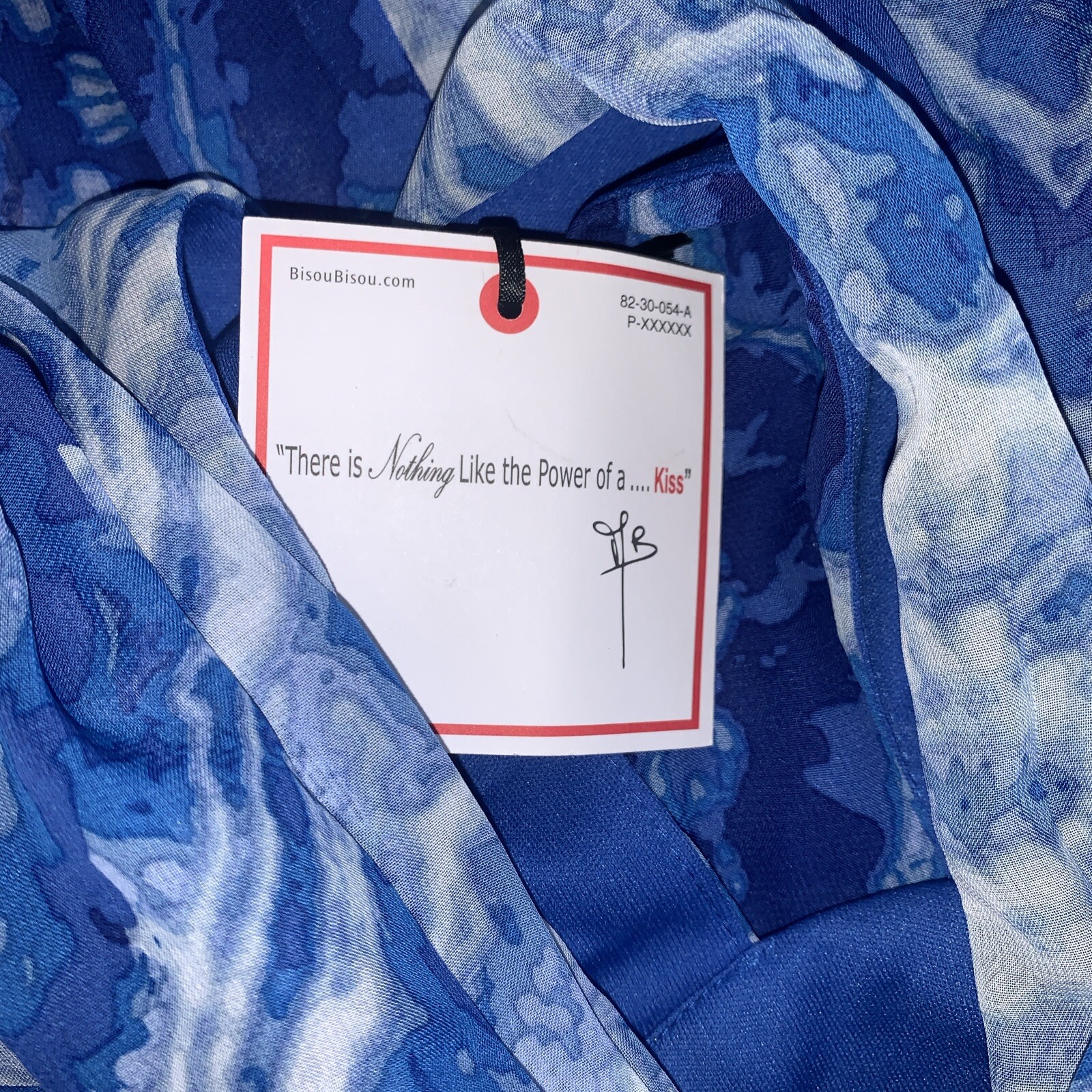 Bisou Bisou Maxi Dress Womens 2 Blue Muted Geometric Print Romantic Wedding