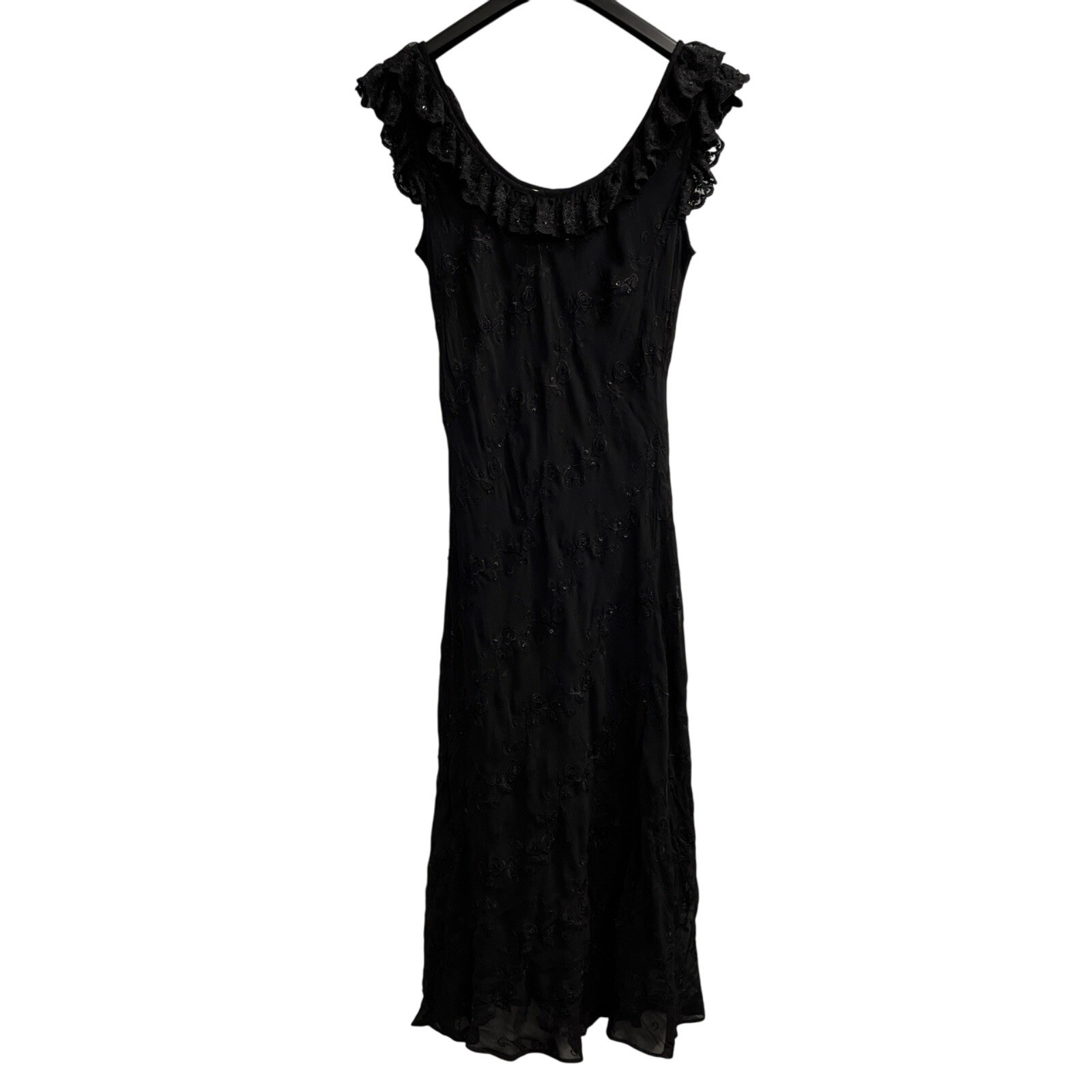 Vintage Paradise New York Dress Womens M Black Beaded Layered Mesh Fairy Whimsy