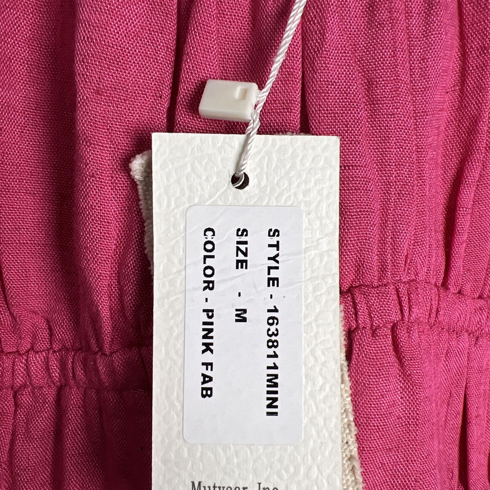 Sim & Sam Linen Blend Puff Sleeve Mini Dress Sundress Size Medium Hot Pink NWT