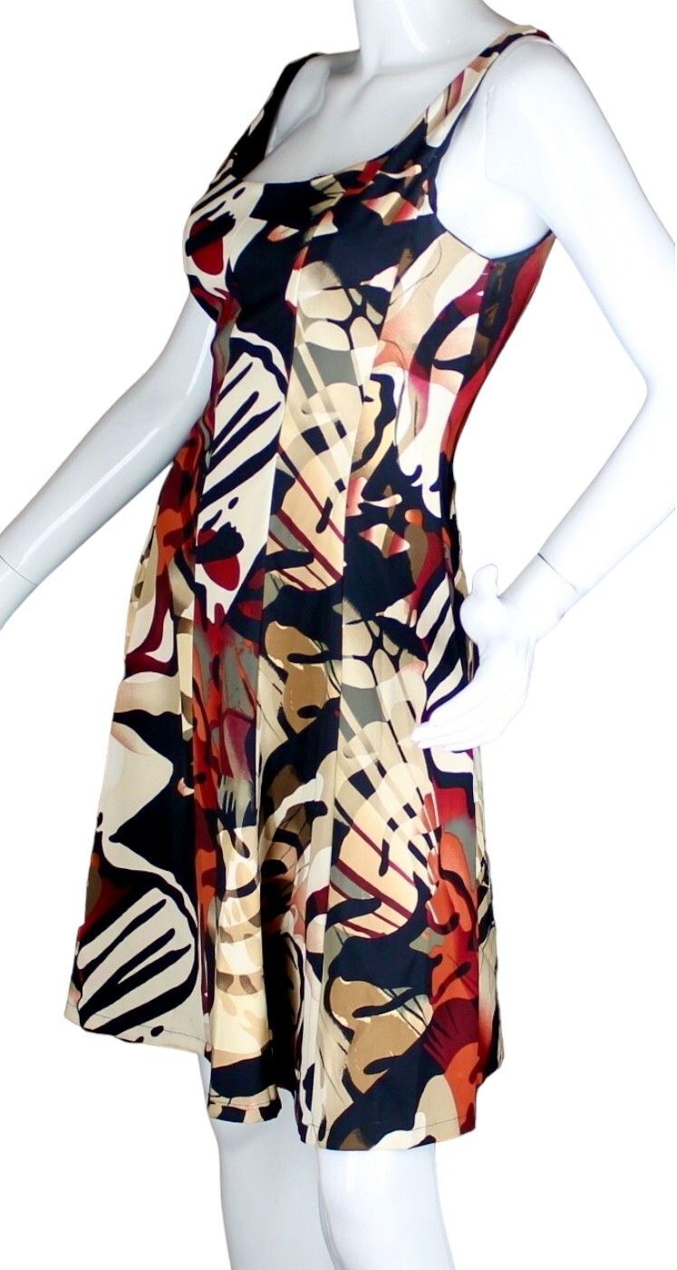 {DRESSBARN} Dress Pattern Multicolor Flare Polyester Blend Dressy Summer ~P-12