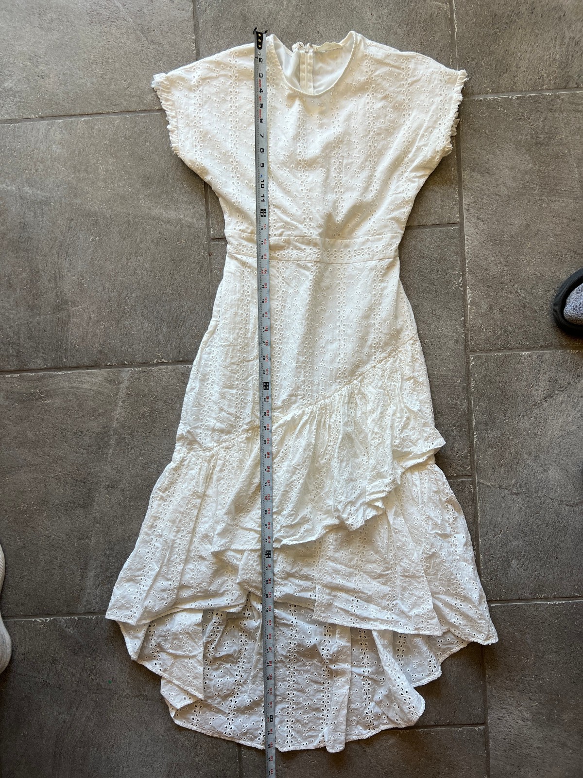 Rachel Parcell White Cotton Eyelet Midi Dress Ruffle Garden Wedding Cottage Smal