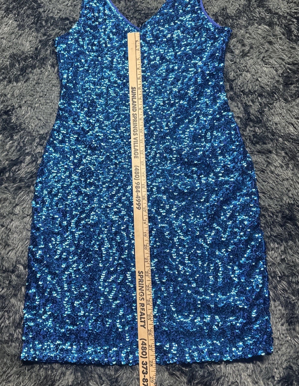 PrettyGuide Blue Sequin Shiny V-Neck Strappy Bodycon Mini Dress Size Large