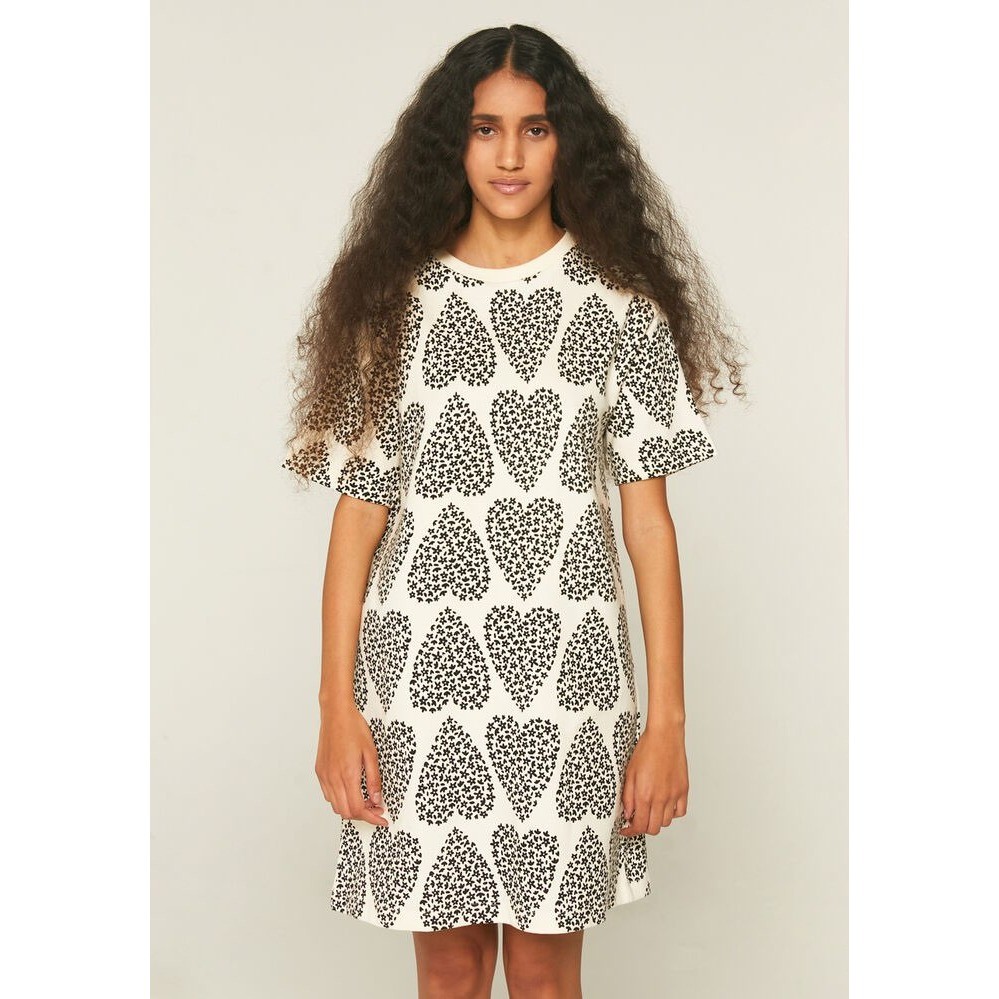 Compañia Fantástica Womens XS Heart Floral Print Short Sleeve T-Shirt Mini Dress