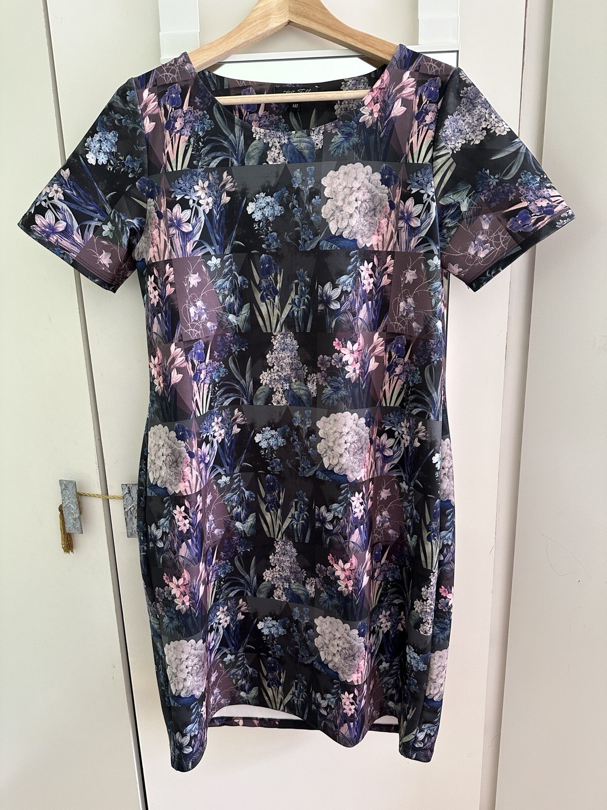 Next Black Mixed Pixel Printed Dress. Uk 14T