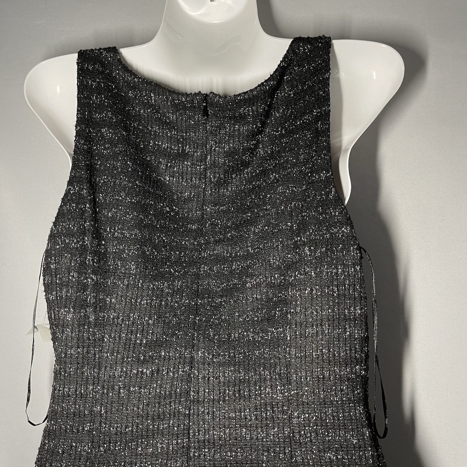 Taylor 2Pc Jacket/Shift Dress Set Size 6 Black Metallic Tweed Flounce Hem Money