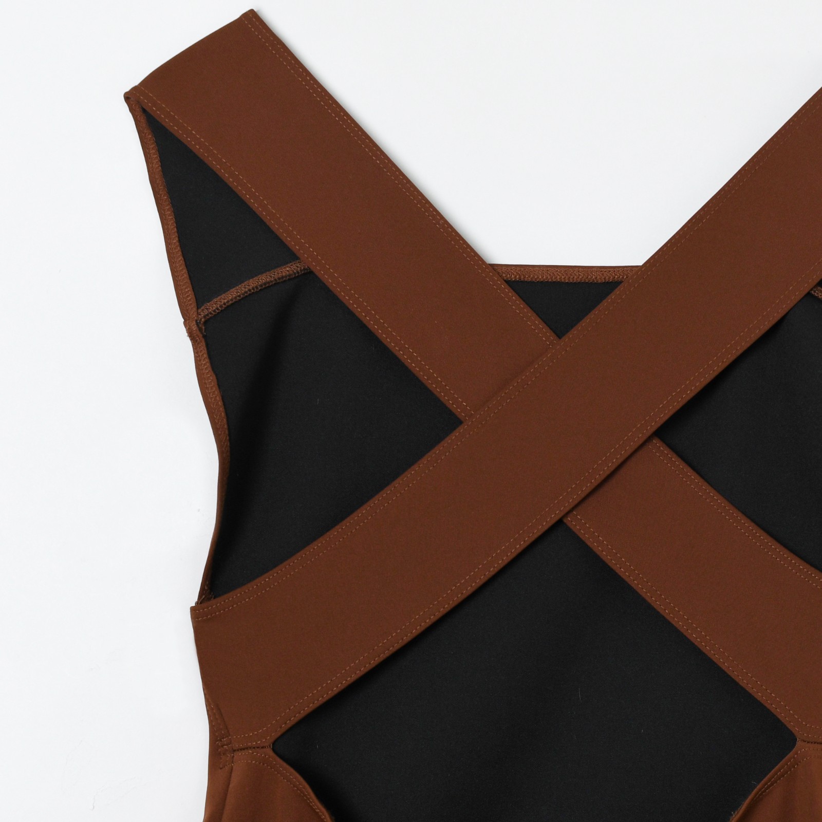 Calvin Klein Collection Brown Cross Strap Open Back Midi Sheath Apron Dress S