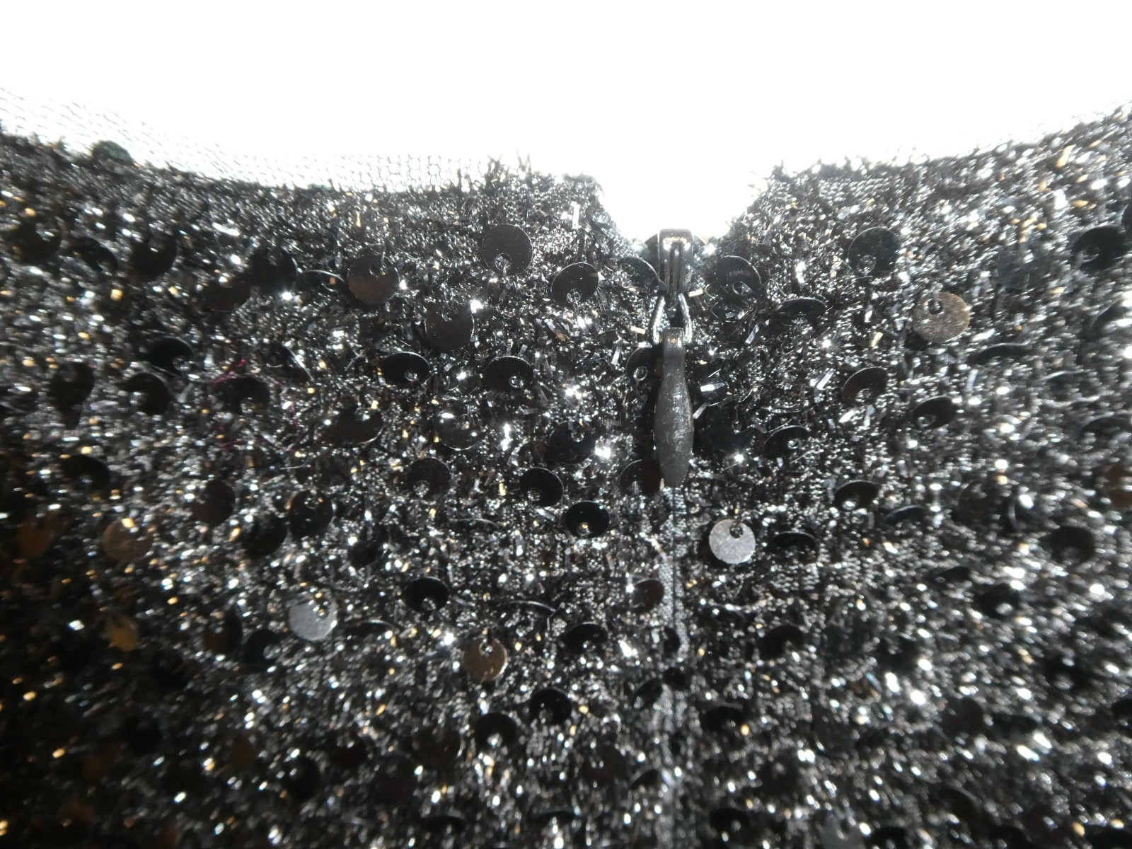 NWT SLNY Woman’s Black Sequined Short Sleeve Back Zip Party Cocktail Dress 18