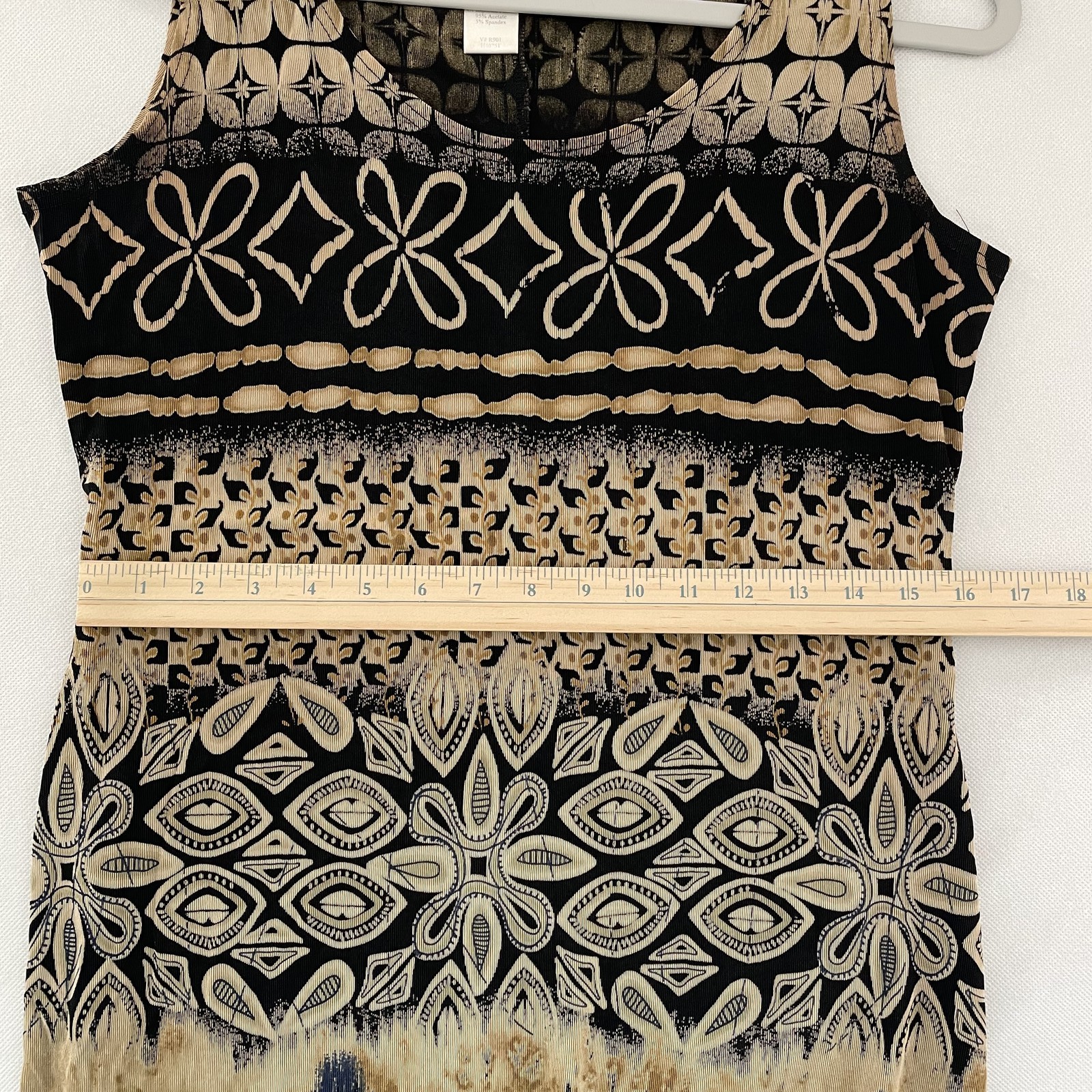Vintage Coldwater Creek Womens Sleeveless Maxi Tank Dress Tan Black Print M -C