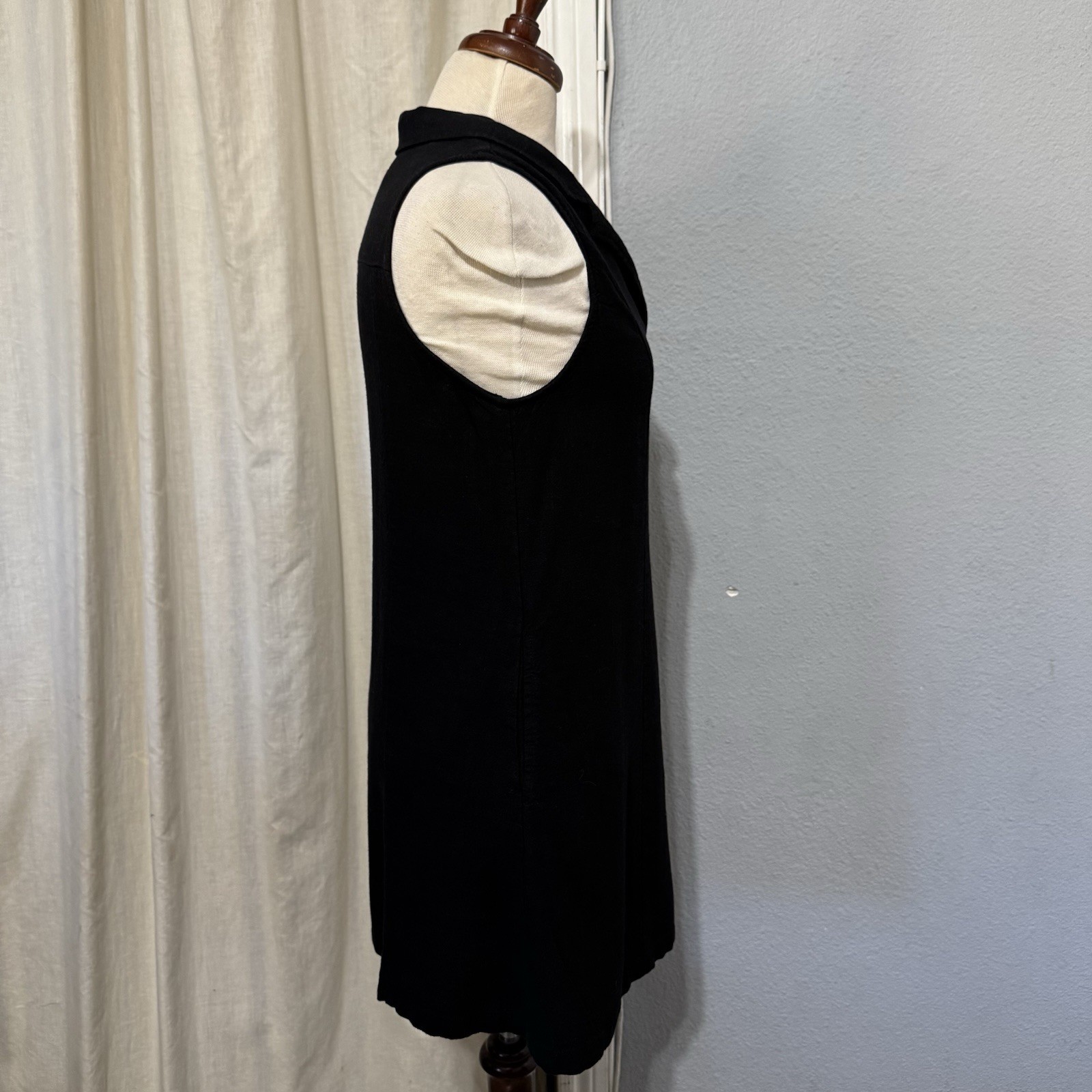 MOD REF Linen Blend Button Down Collared Sleeveless Mini Lined Dress Size S