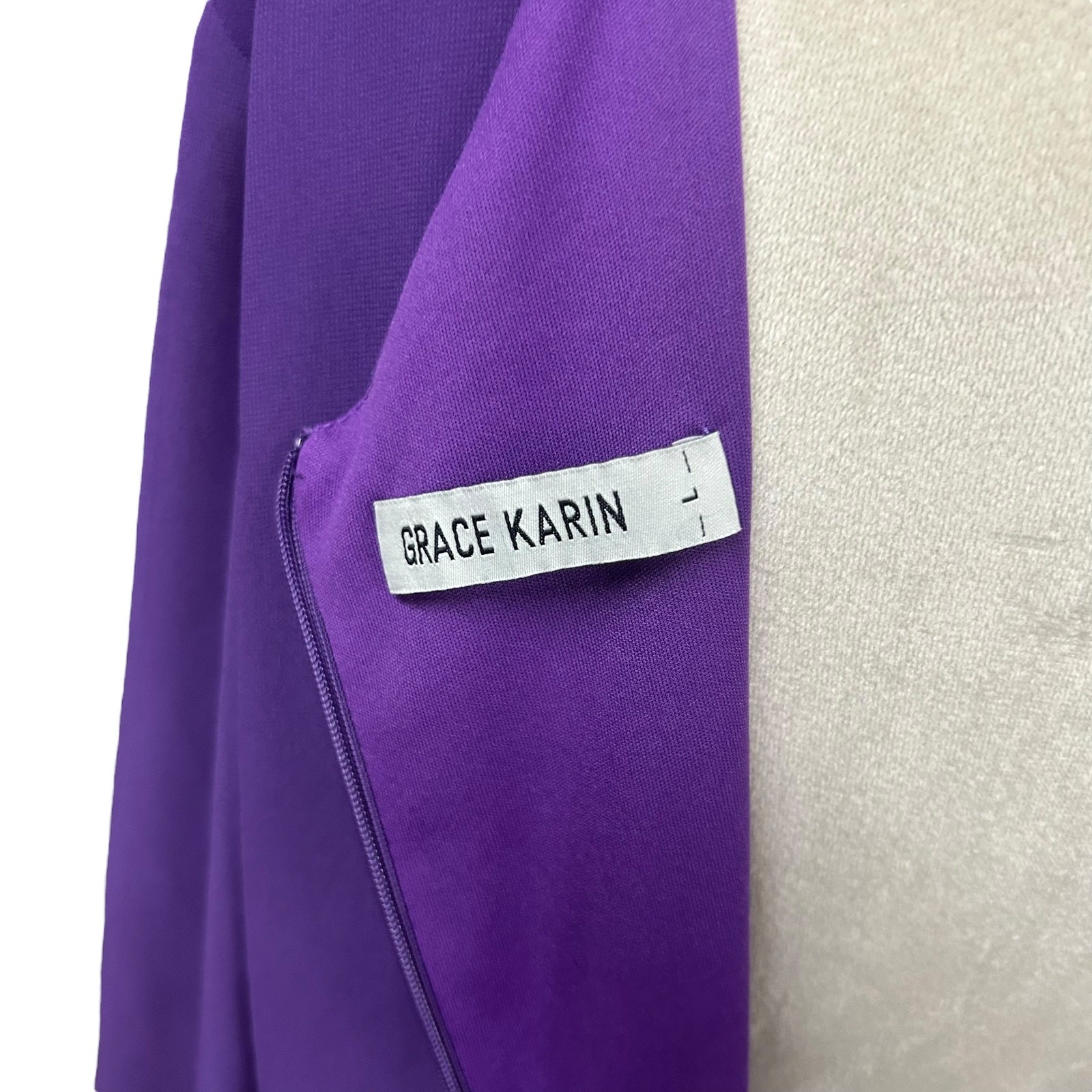 Grace Karin Purple Shift Dress L Split Bell Sleeve Cocktail Wedding Guest Party