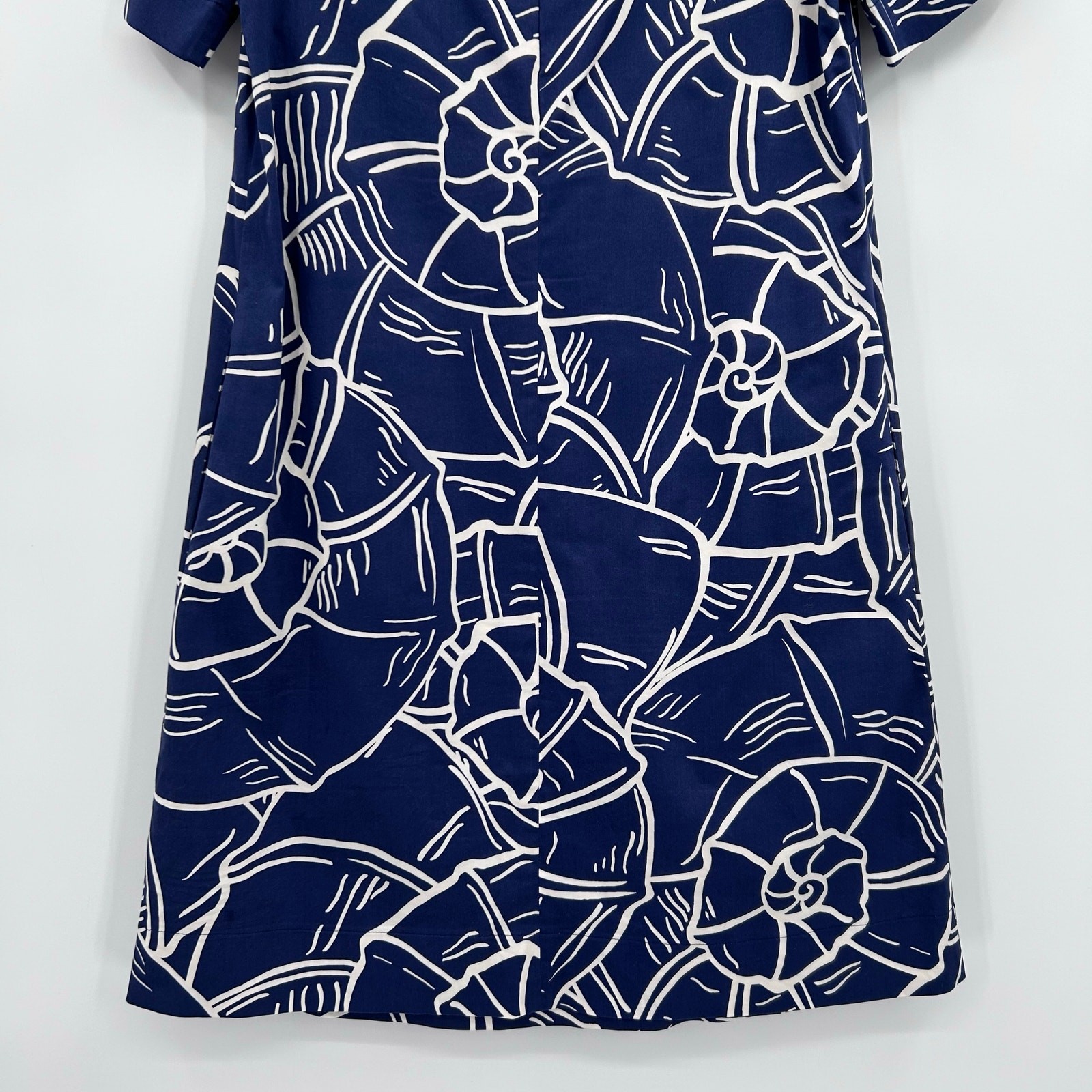 Purotatto Italy Blue Shell Print Shift Dress Short Sleeve EU 42 Coastal Luxury