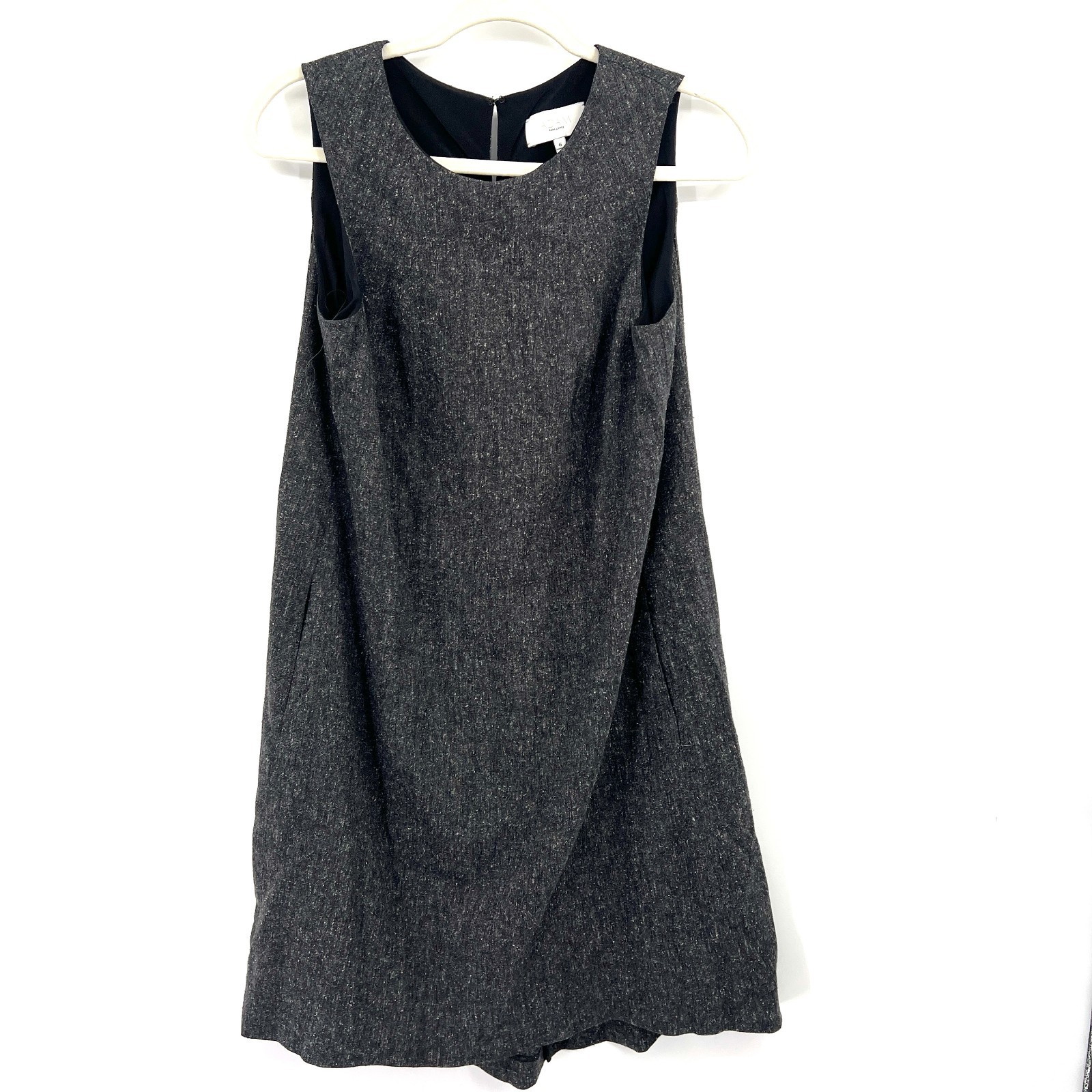 Adam Lippes gray wool shift tank dress made in NYC minimalist chic effortless 6