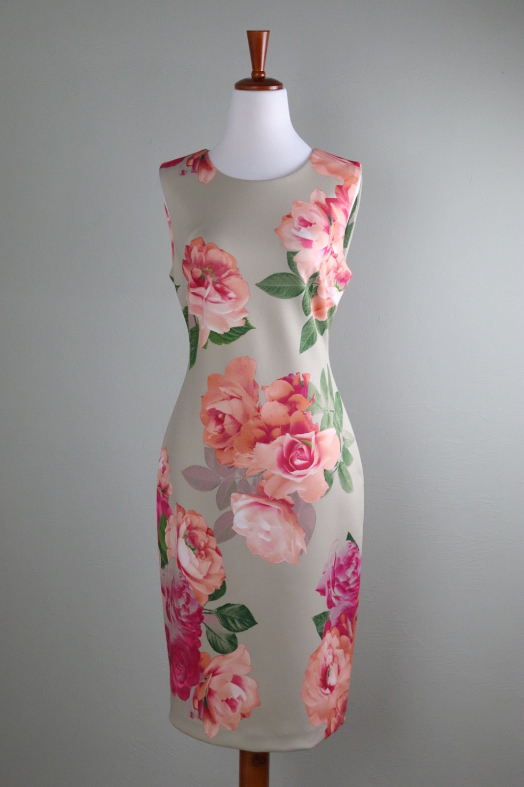 CALVIN KLEIN $129 Neoprene Scuba Stretch Floral Sleeveless Sheath Dress Size 8