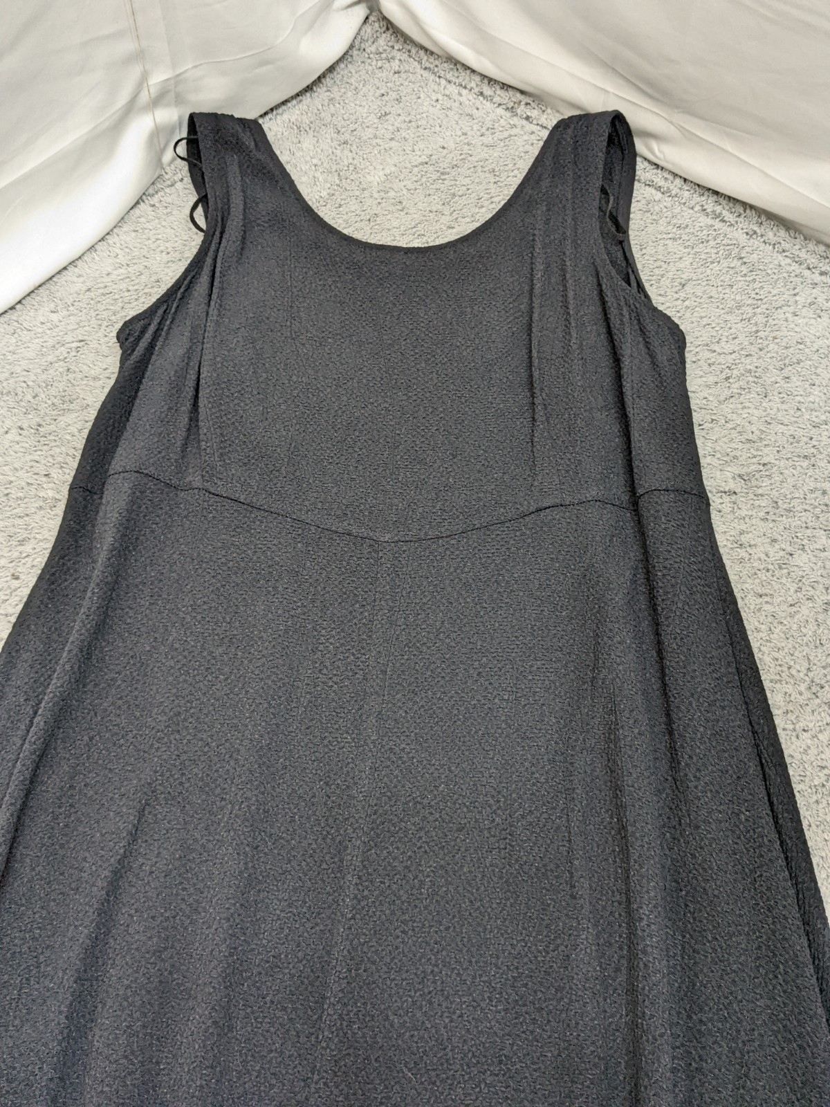 Vtg 90s Oversized Black Rayon Dress Size 16 Lagenlook Sleeveless Minimalist USA