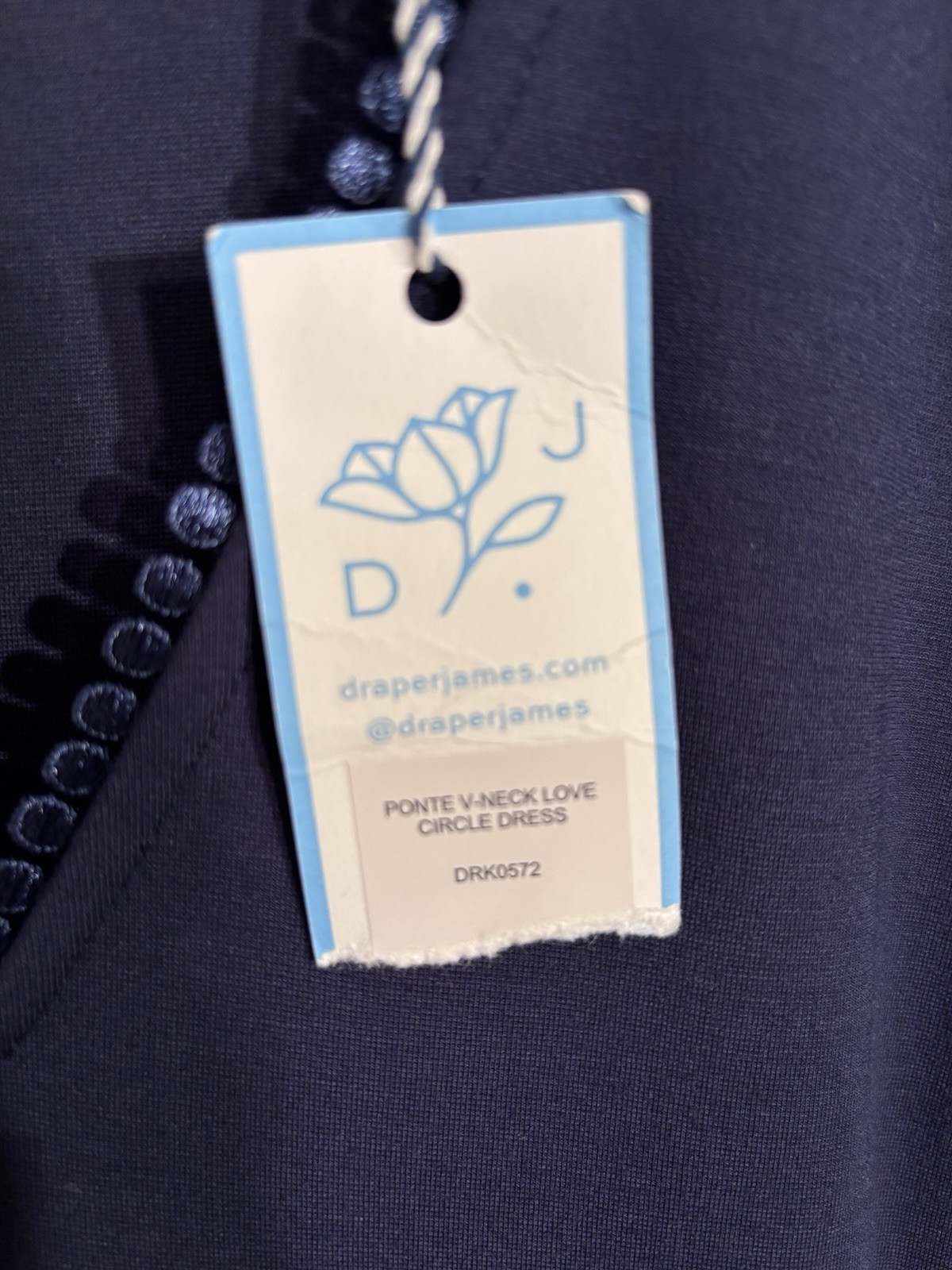 NWT Draper James Ponte Navy XXL V-Neck Short Sleeve Knee Fit & Flare Dress ECP