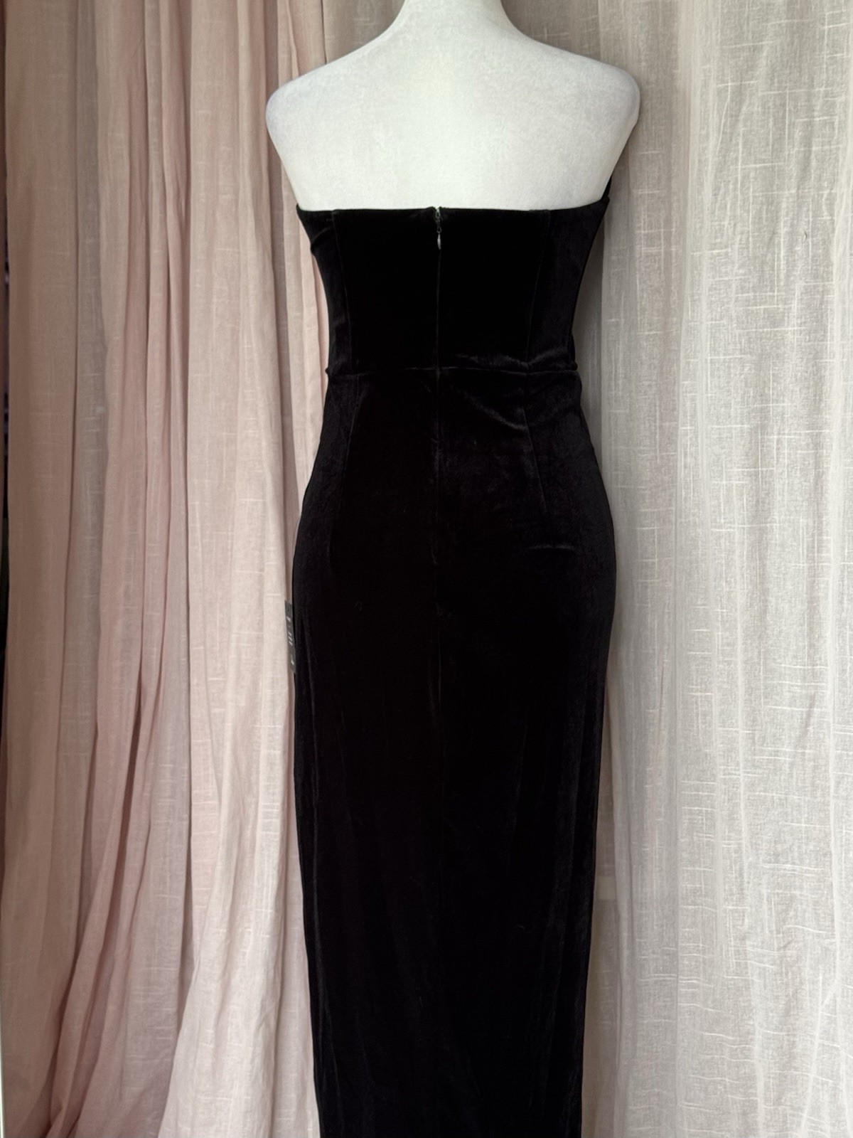 Lulus My Dream Come True Black Velvet Strapless Maxi Evening Dress, Size S