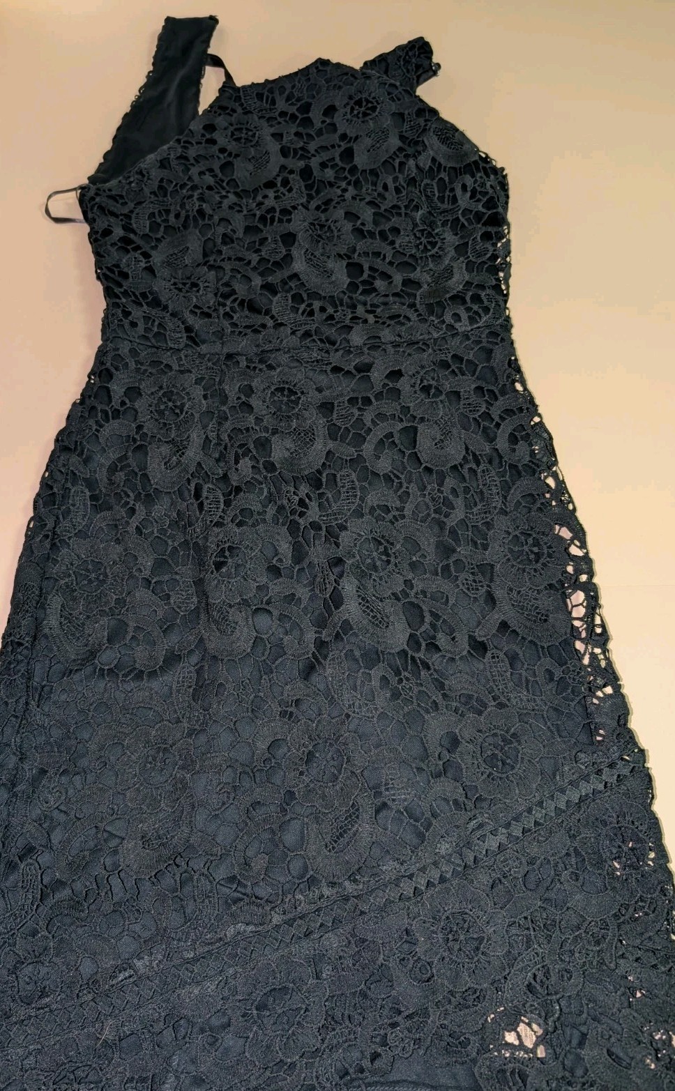 Francesca’s Navy Blue Halter Dress Small Mid Thigh Length Thick Floral Lace