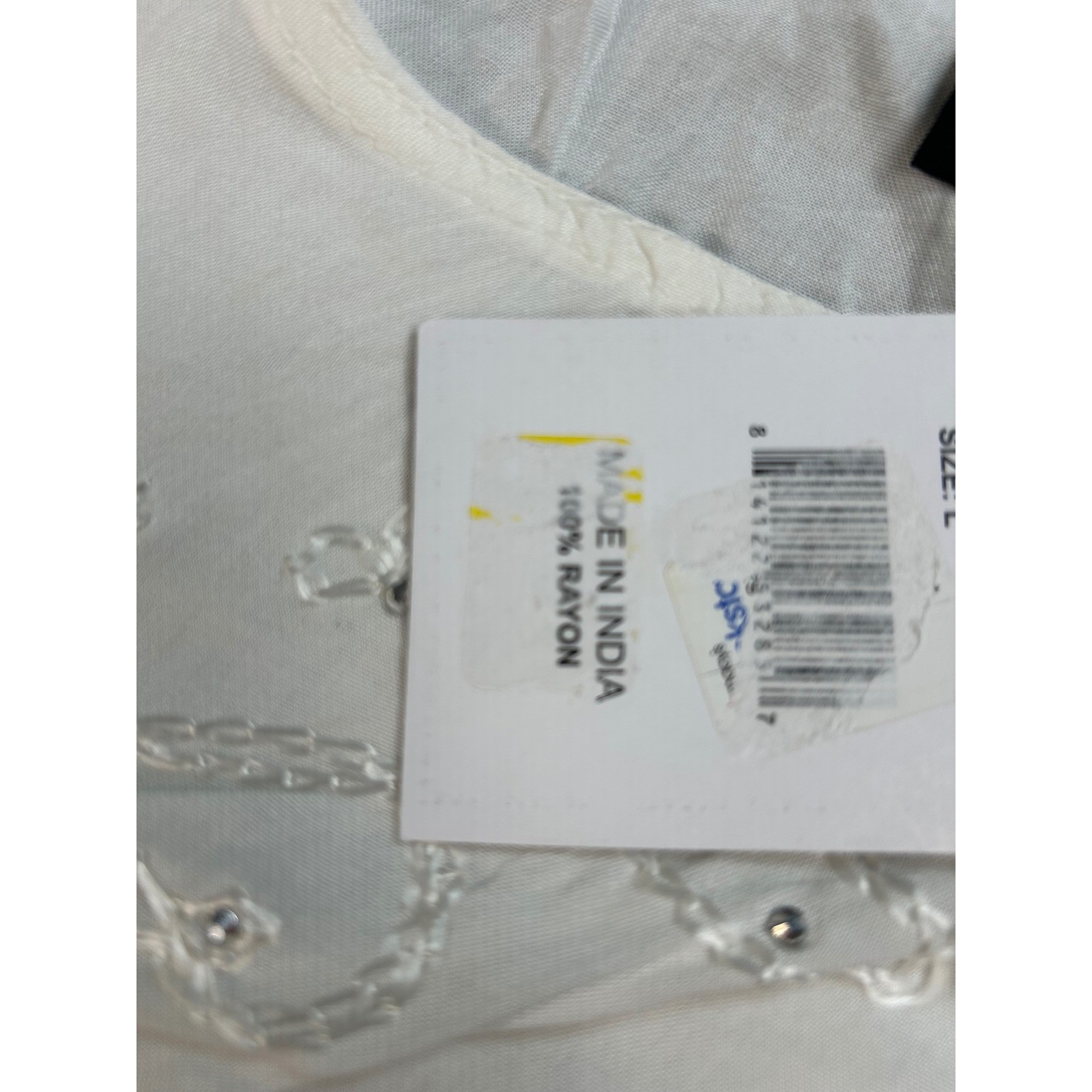 Seven Islands New York White Embroidered Sequin Sleeveless Rayon Midi Dress L