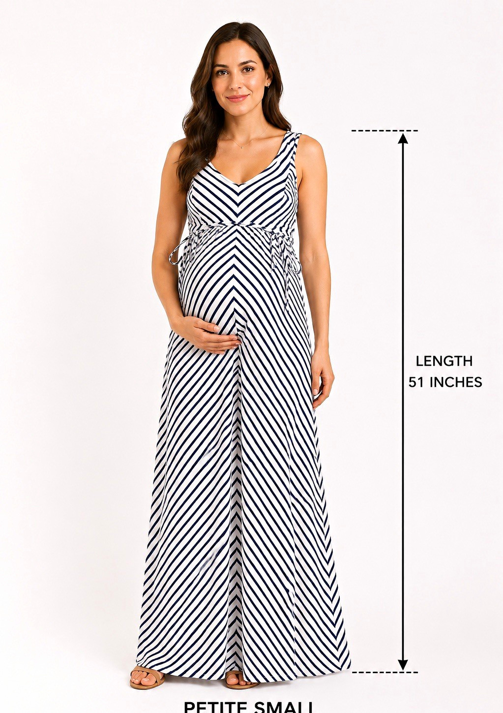 Motherhood Maternity Women’s Navy & White Striped Maxi Dress – Petite Small