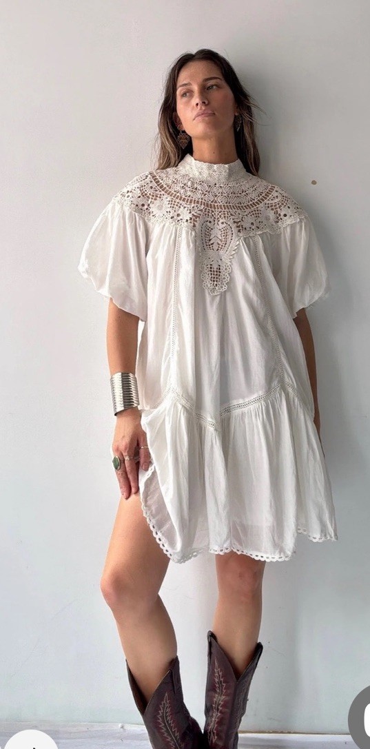Anthropologie Lace Tunic Tonya Dress Size XS P White
