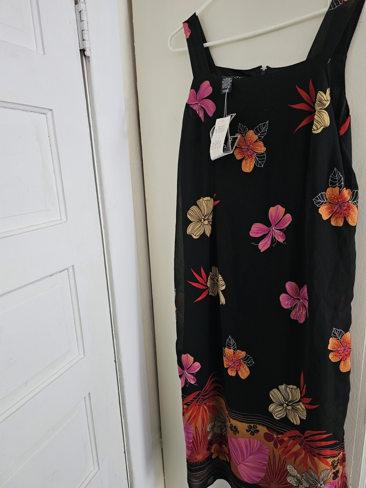 NWT A WILD THYME  Vtg Sears Hibiscus Floral Lined Maxi Dress Size 16 Sleeveless