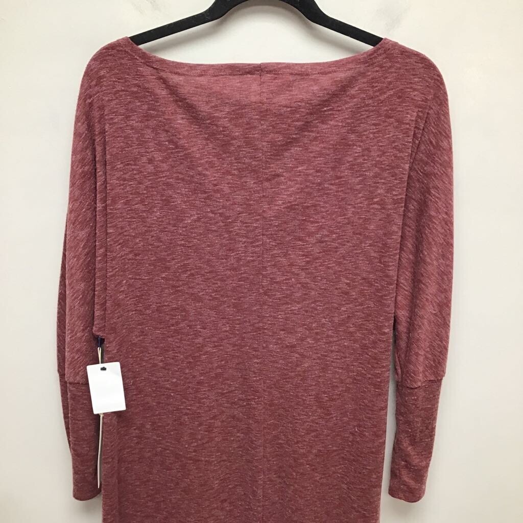Caslon Womens A Line Dress Red Heathered Tie Side Long Sleeve Midi Knit M New