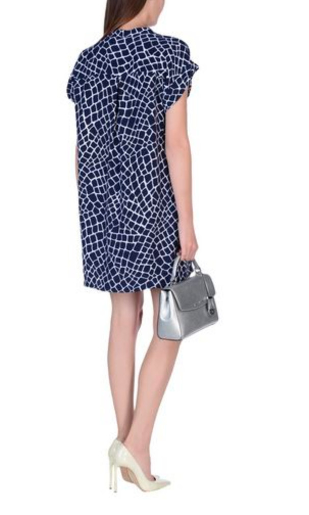MICHAEL KORS Navy Blue & White Lace Up Mini Dress Size Large RRP £249 VGC