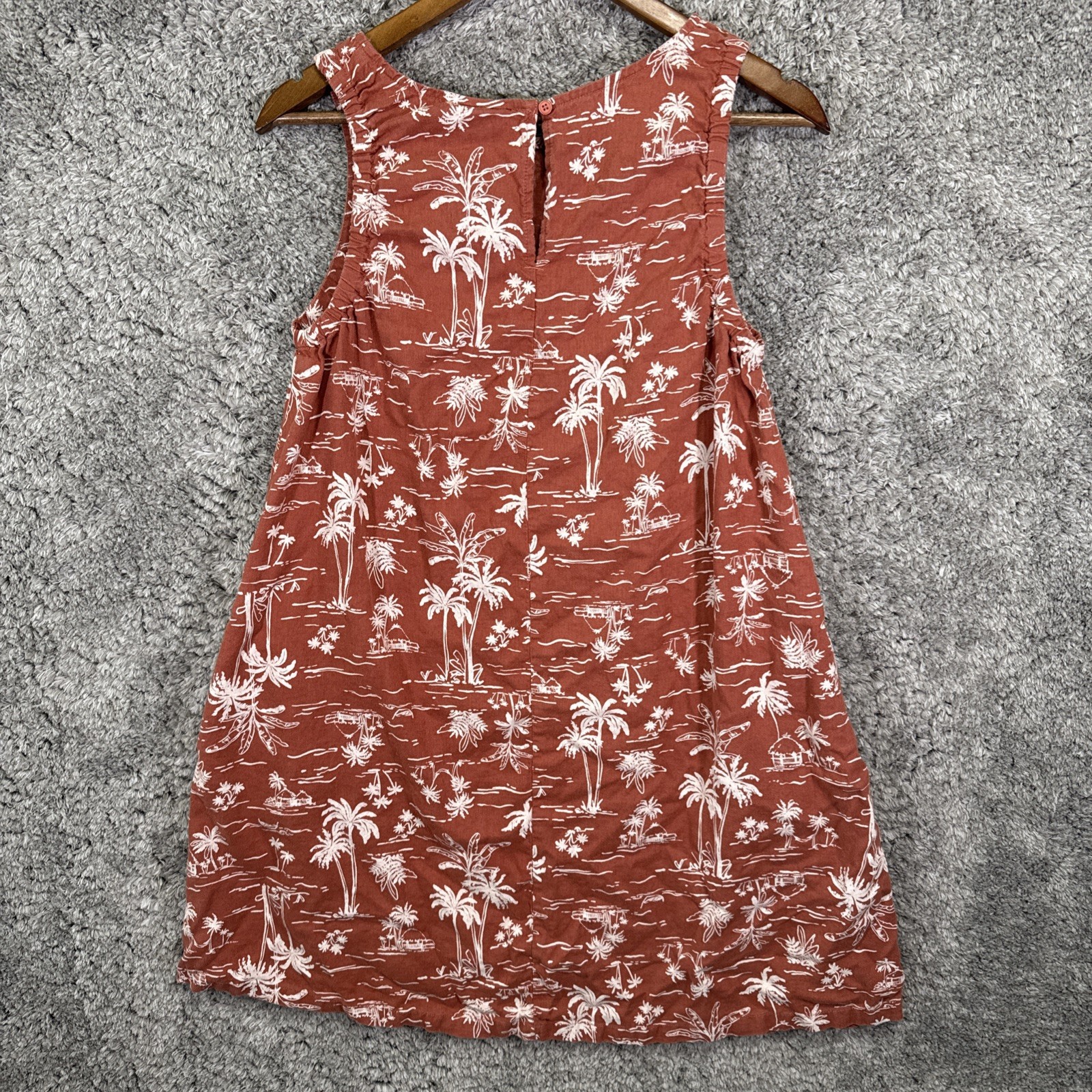 A.N.A. Linen Blend Mini Dress Sleeveless Boho Tropical Medium Terracotta Beach